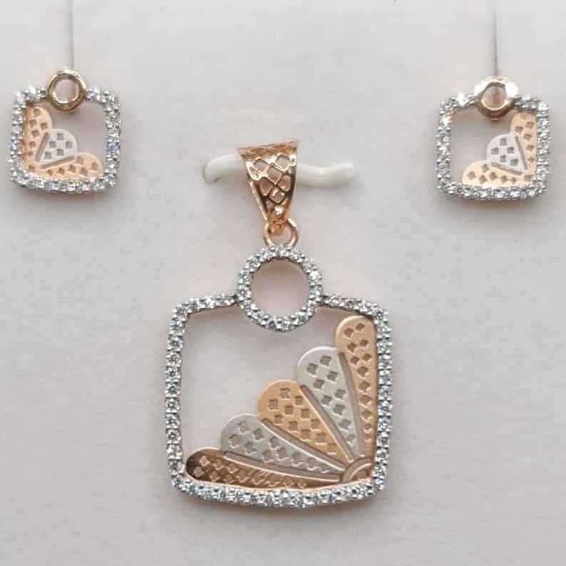 18KT Rose Gold Dazzling Pendant Set PS005