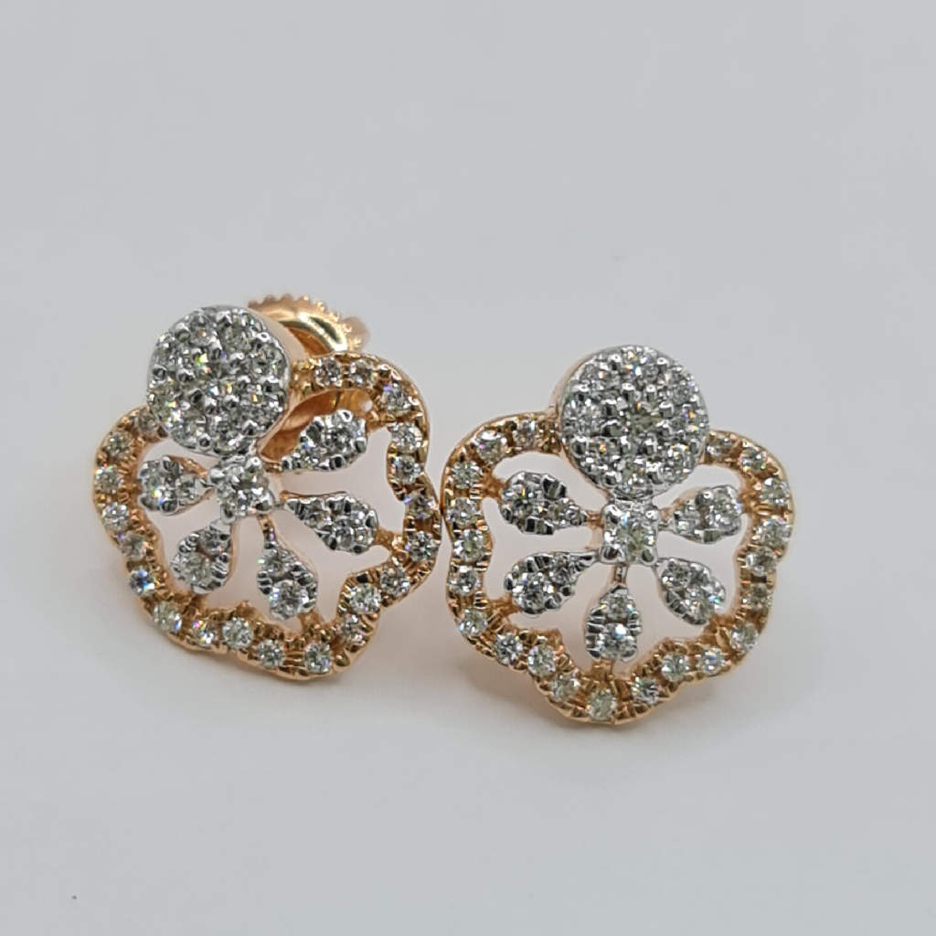 18 KT Hallmark Gold Real Diamond  Fancy  Earing