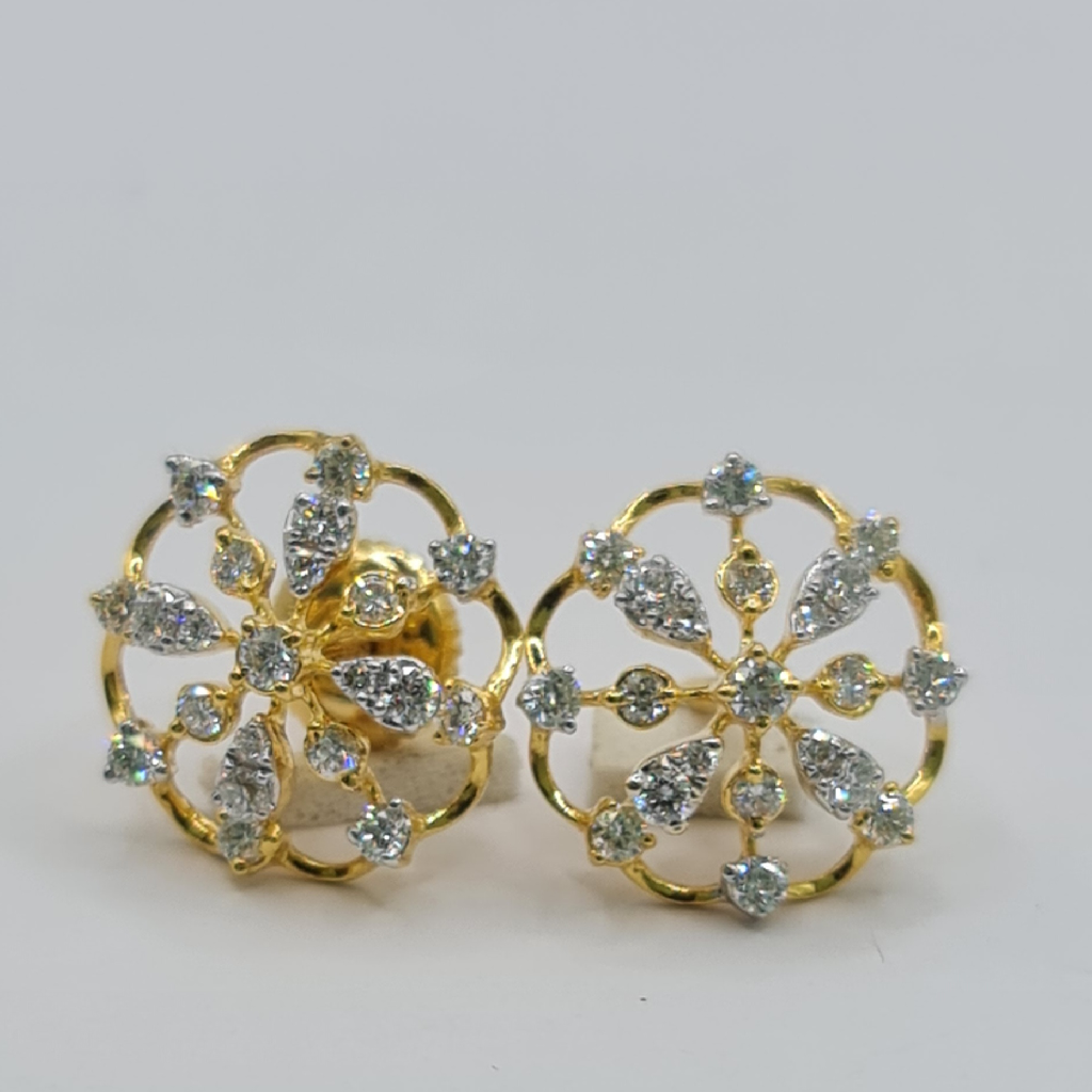 18 KT Hallmark  Gold Real  Diamond  Fancy  Earing