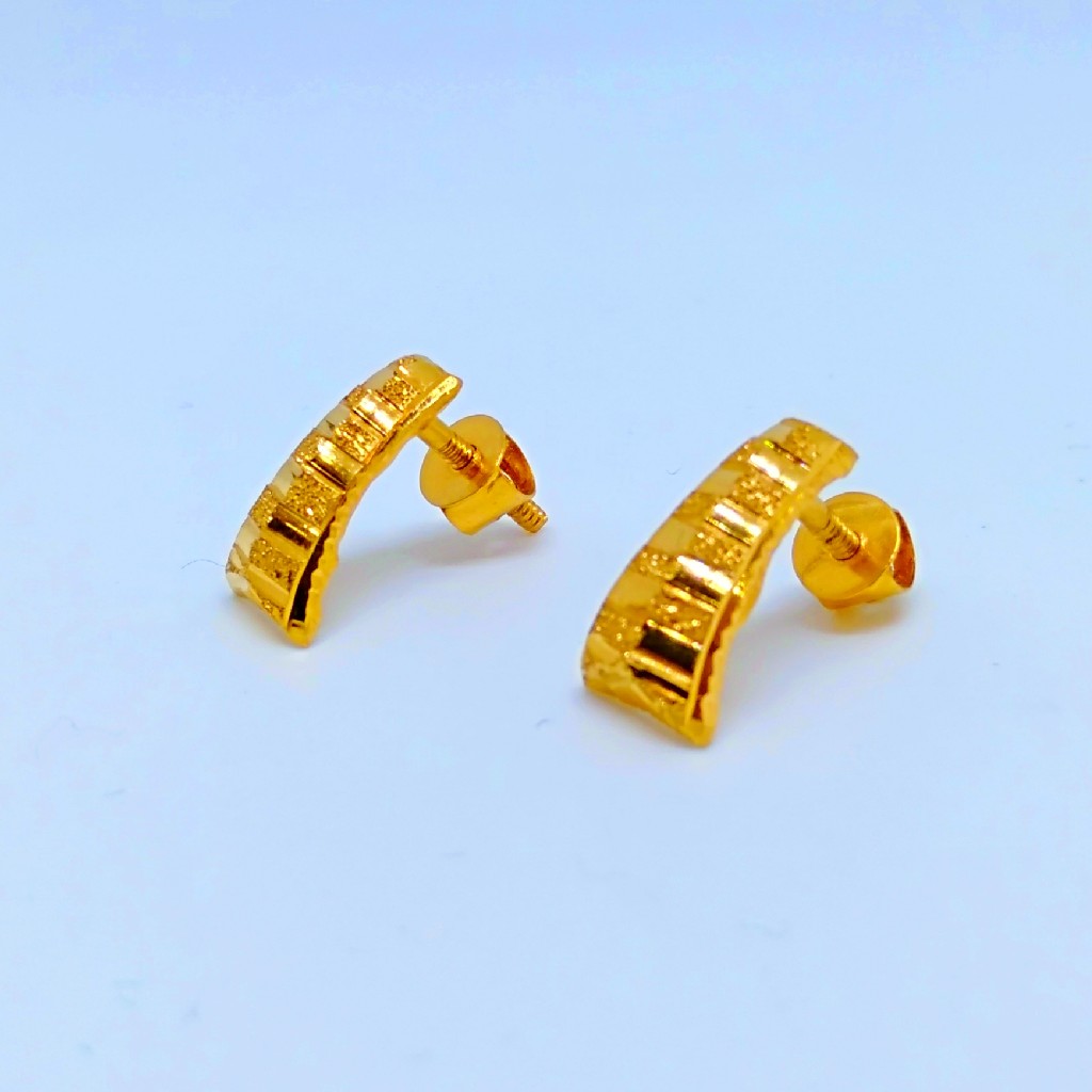 22 KT 916 Hallmark fancy Plain Ladies Earring - Image 3