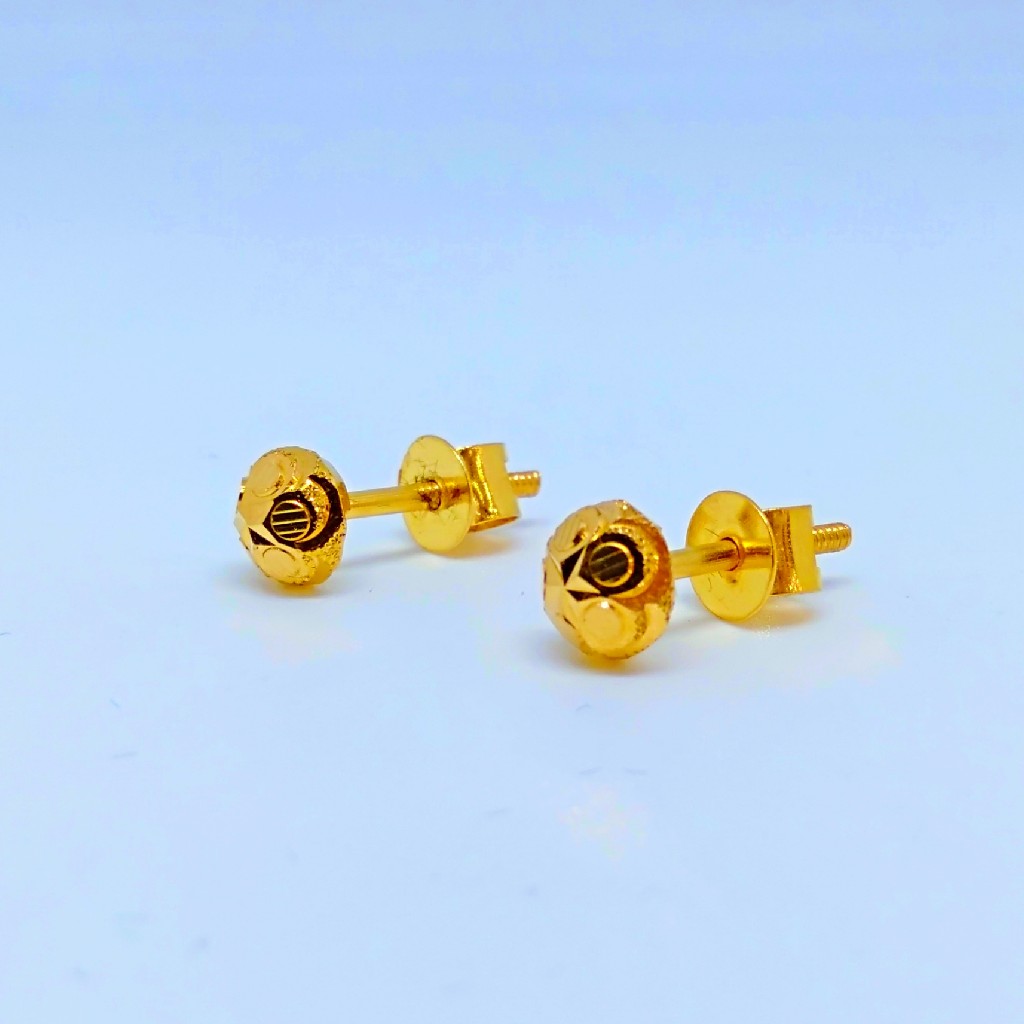 22 KT 916 Hallmark Rava style plain Ladies Earring - Image 3