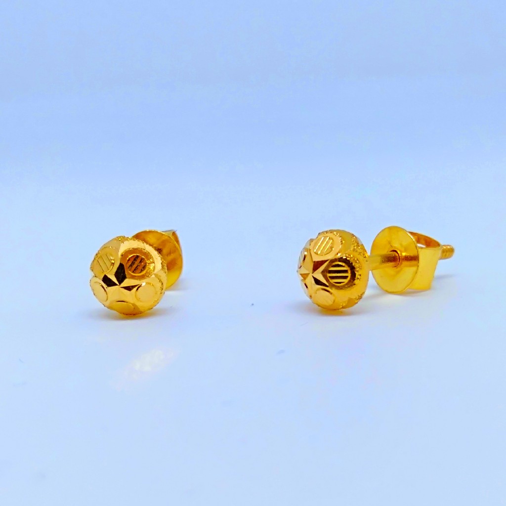 22 KT 916 Hallmark Rava style plain Ladies Earring - Image 2