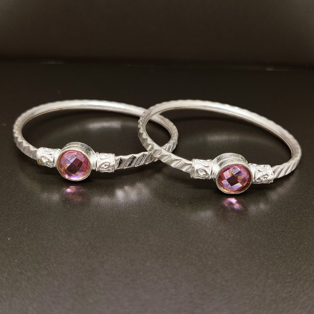 Silver Pink stone Kids Kada ( Kadli ) - Image 2