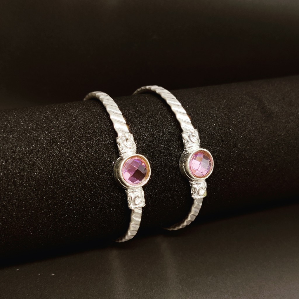 Silver Pink stone Kids Kada ( Kadli )