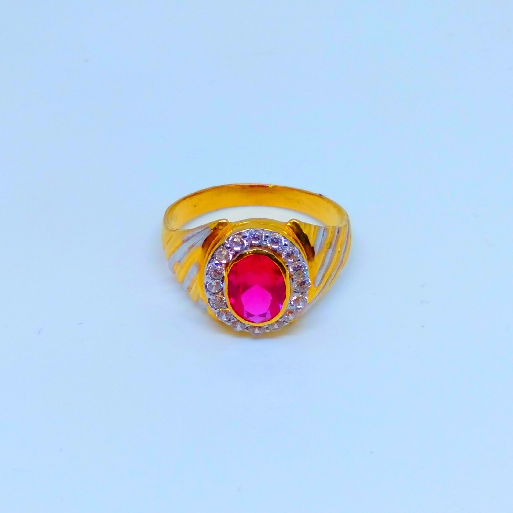 22 kt 916 hallmark Oval Shape red diamond gents ring - Image 3