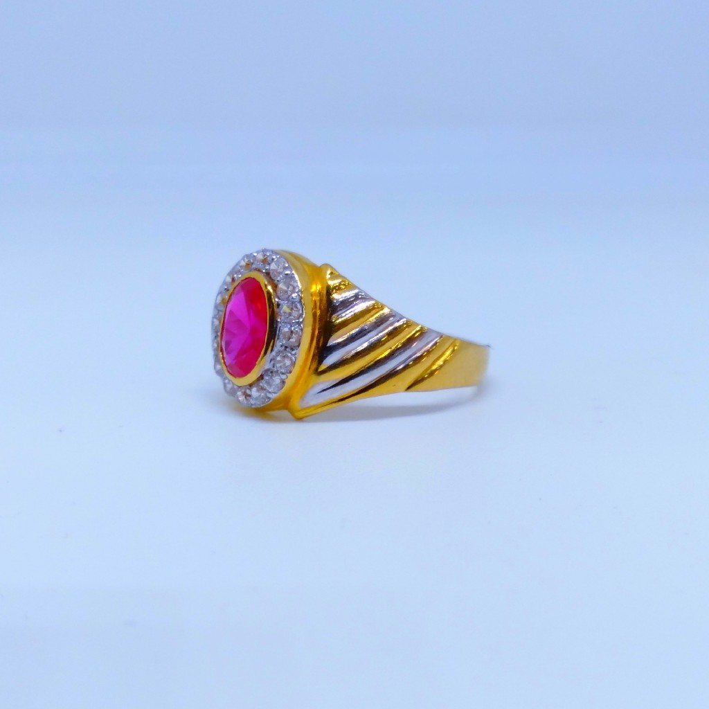 22 kt 916 hallmark Oval Shape red diamond gents ring - Image 2