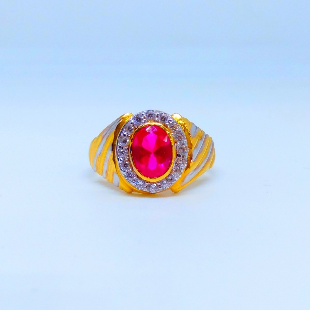22 kt 916 hallmark Oval Shape red diamond gents ring