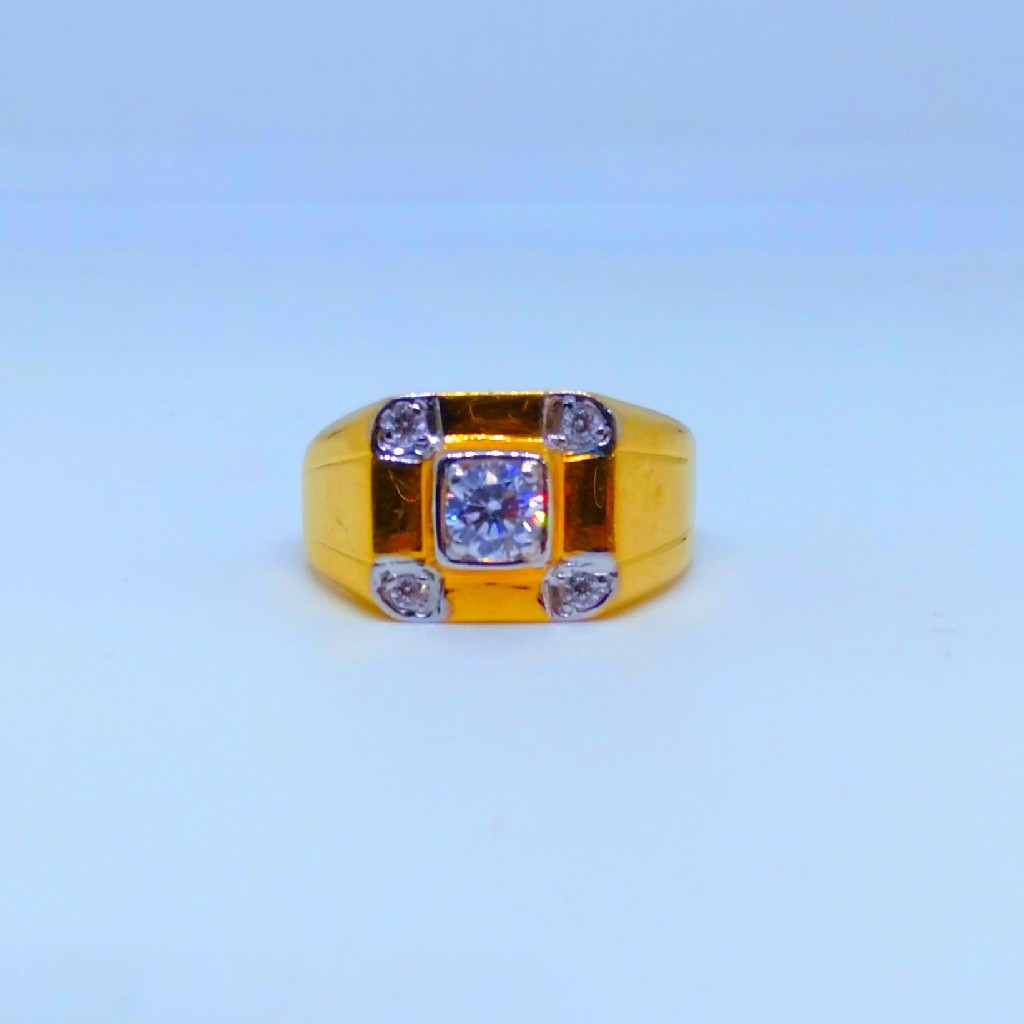 22 KT 916 Hallmark fancy square diamond gents ring