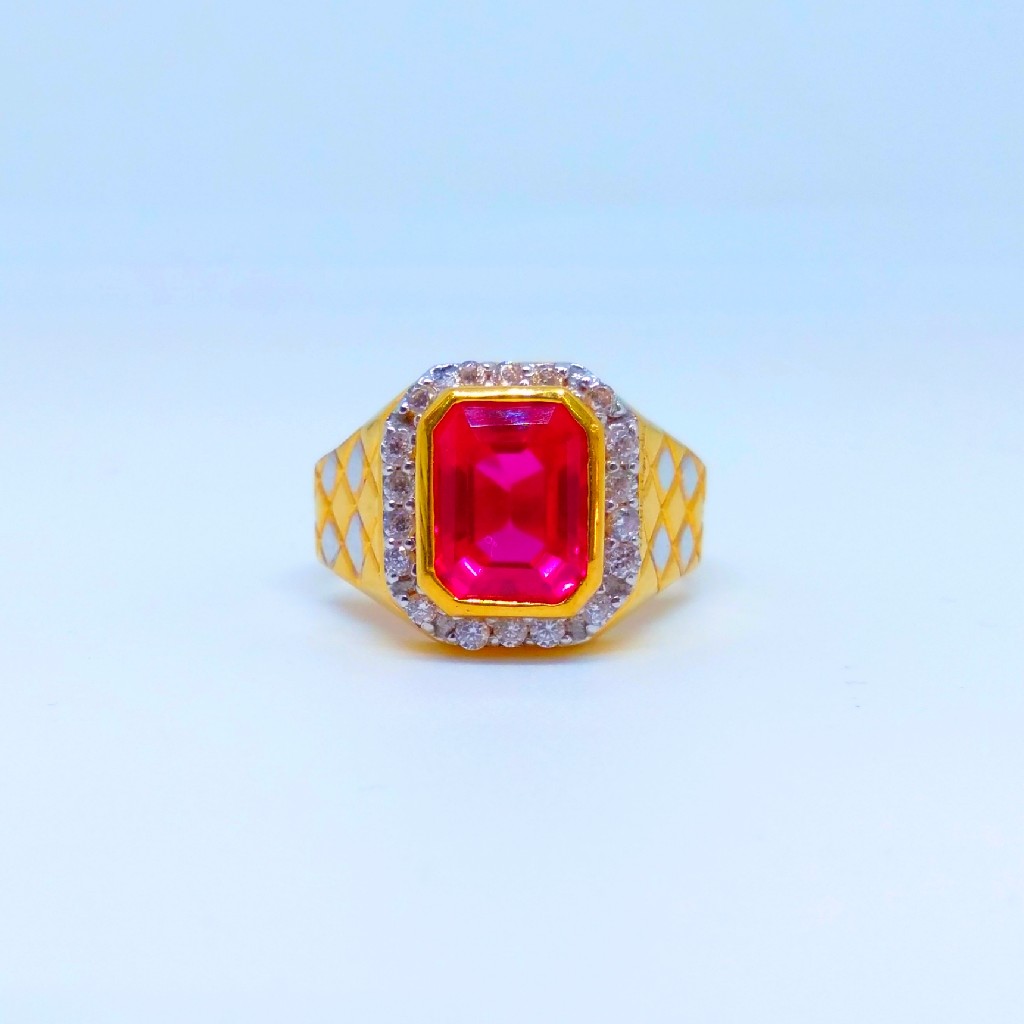 22 KT 916 Hallmark Red Diamond gents ring