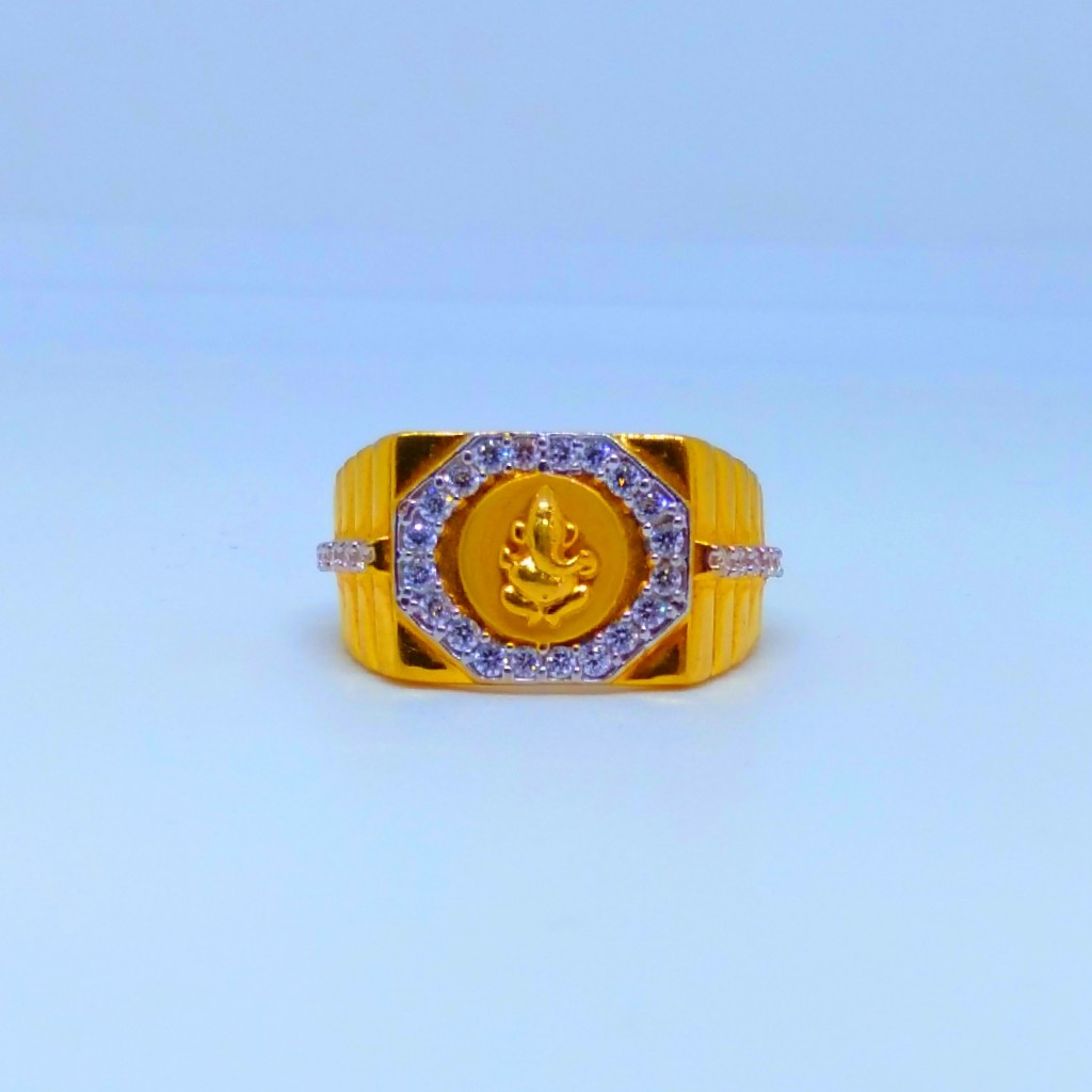 22 KT 916 Hallmark Ganpati Ji diamond gents ring