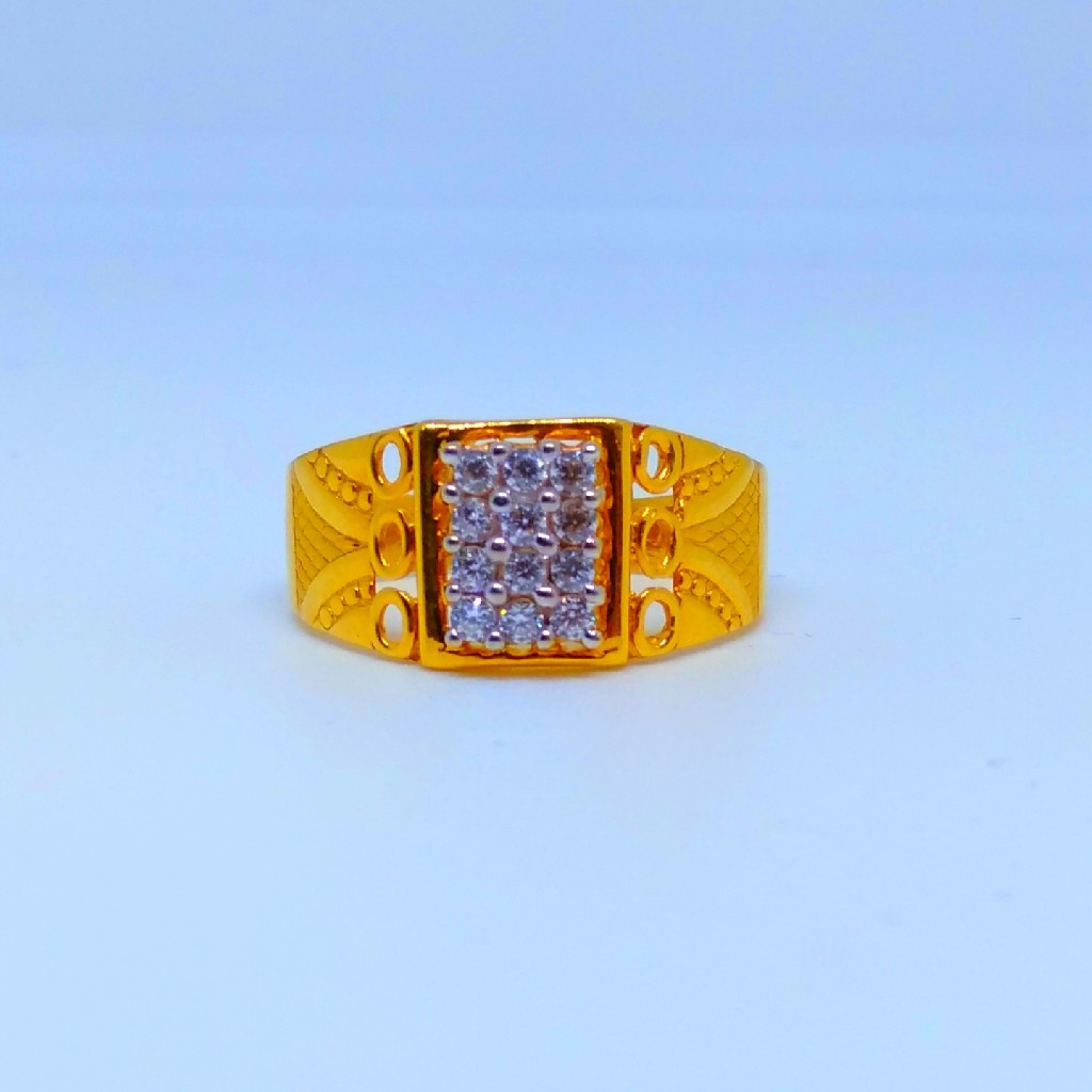 22 KT 916 Hallmark rectangular fancy diamond gents ring