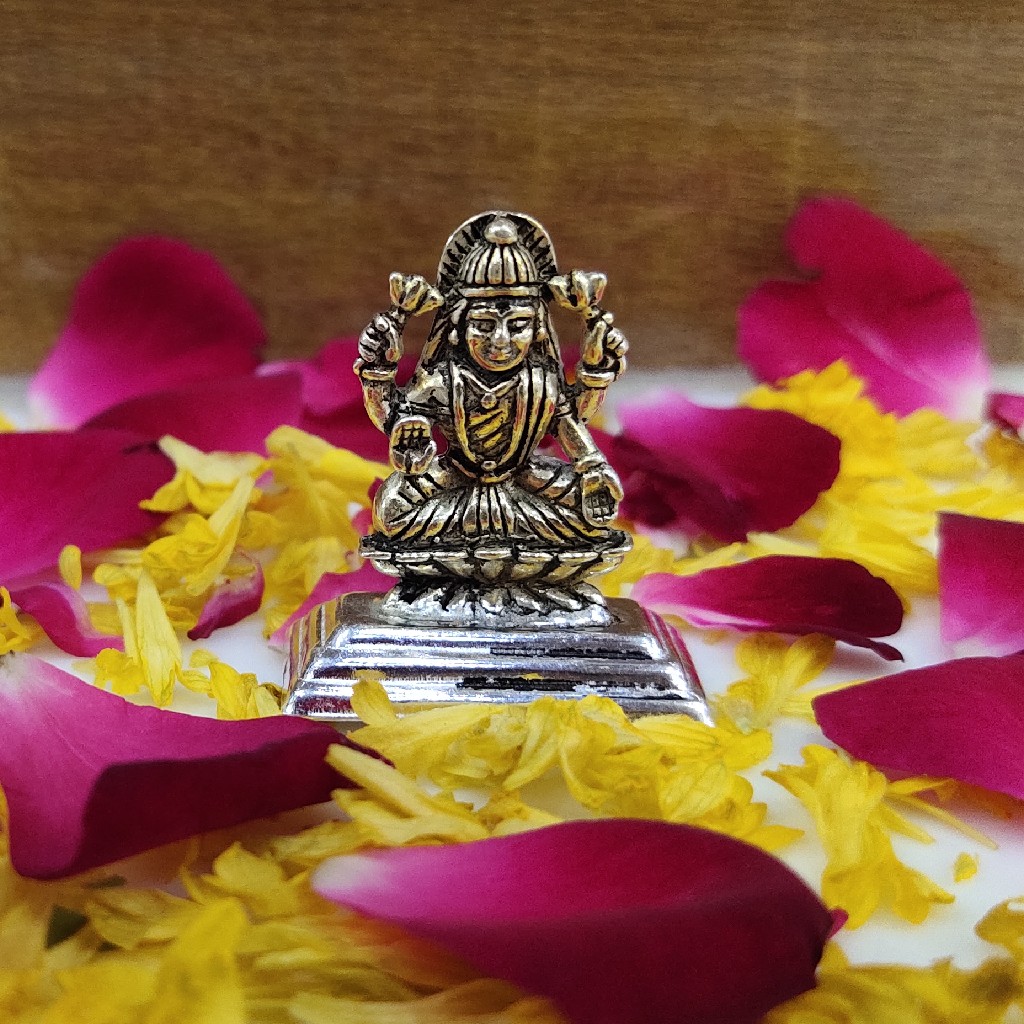 Silver oxidized golden polish Maa Laxmi Ji plated Murti (solid) - Image 2