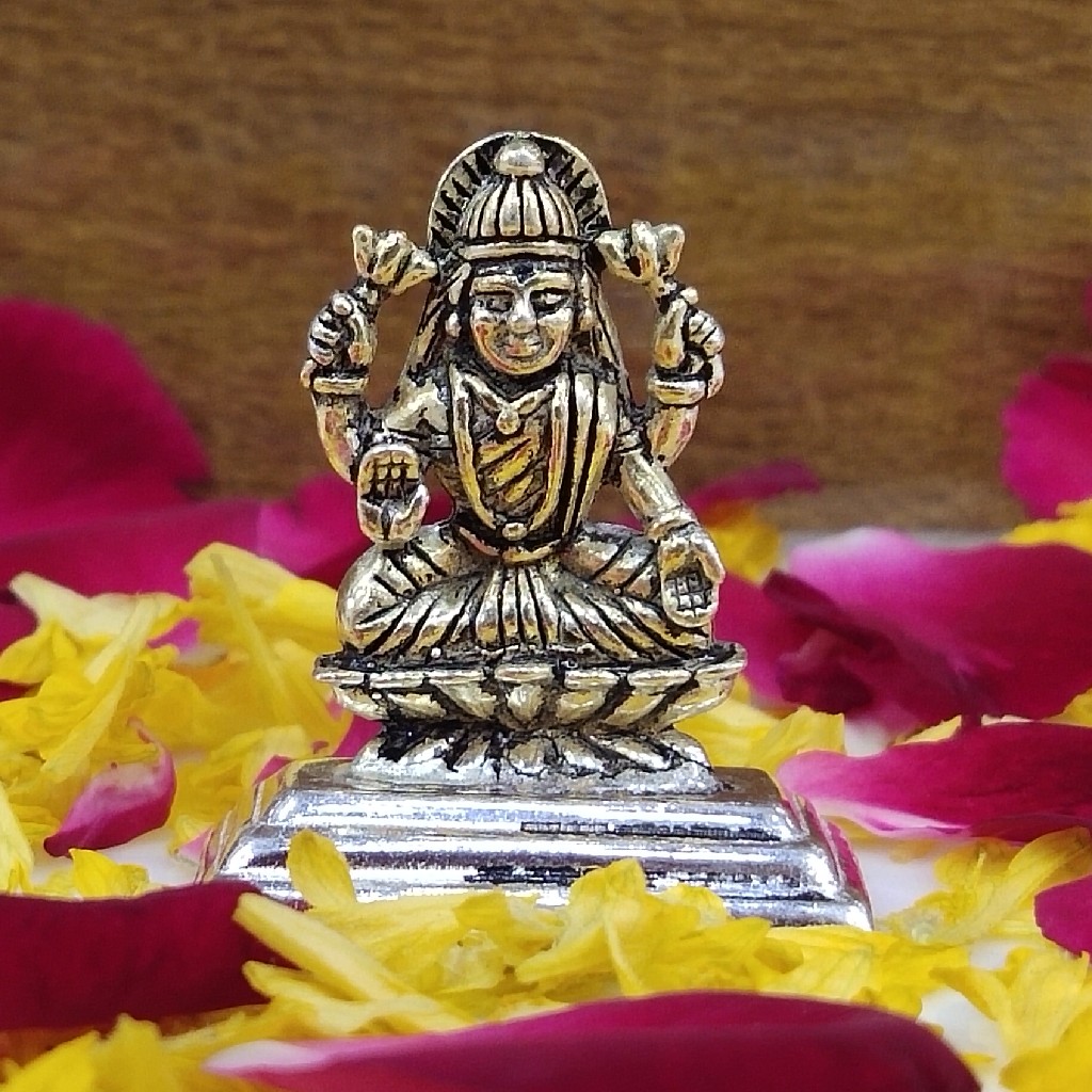 Silver oxidized golden polish Maa Laxmi Ji plated Murti (solid)