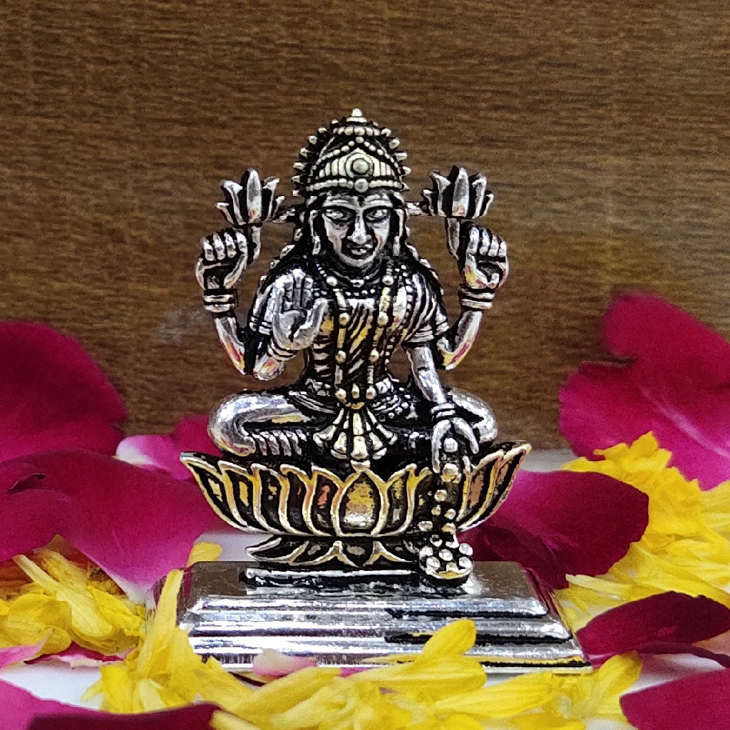 silver oxidized Maa Laxmi Ji plated Murti (solid) - Image 2