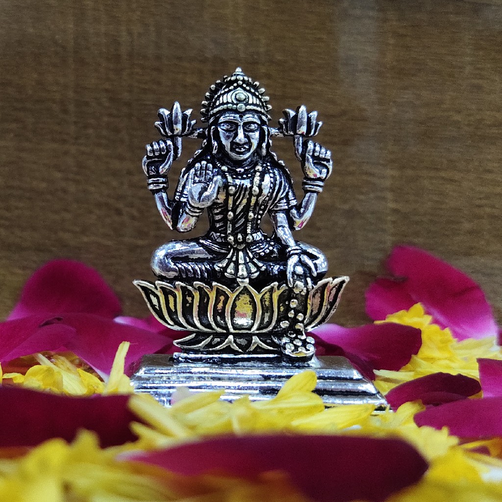 silver oxidized Maa Laxmi Ji plated Murti (solid)