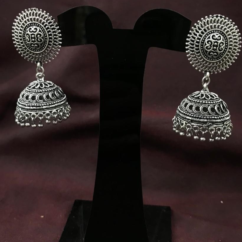 Ethnic design silver artificial jhumke