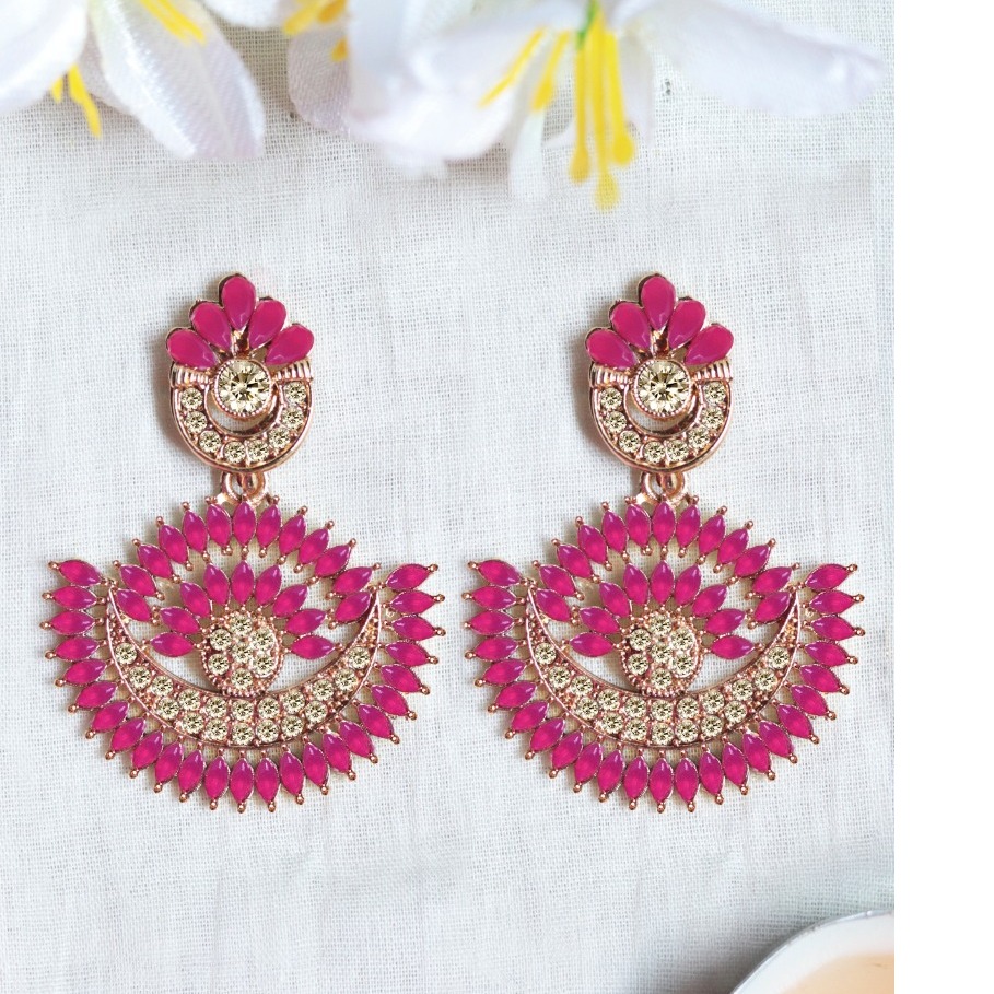 Pink Stone Classic Design Artificial Earring