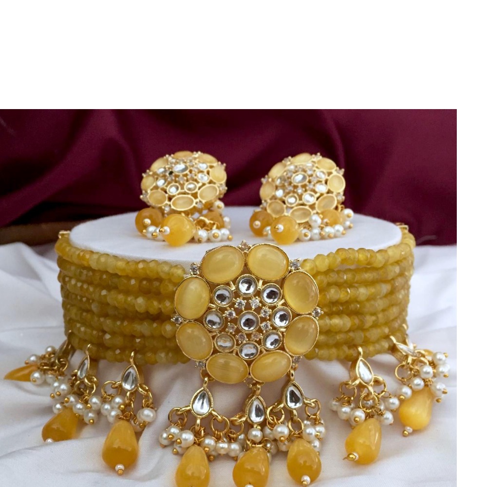 Yellow Stone Unquie Design Bridal Necklace Set