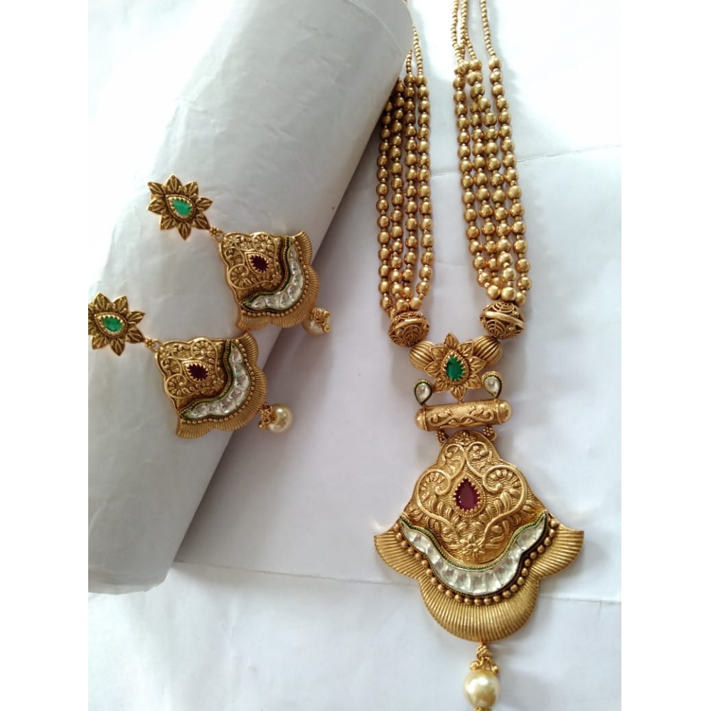 916 Gold Latest Stylish Long Necklace Set