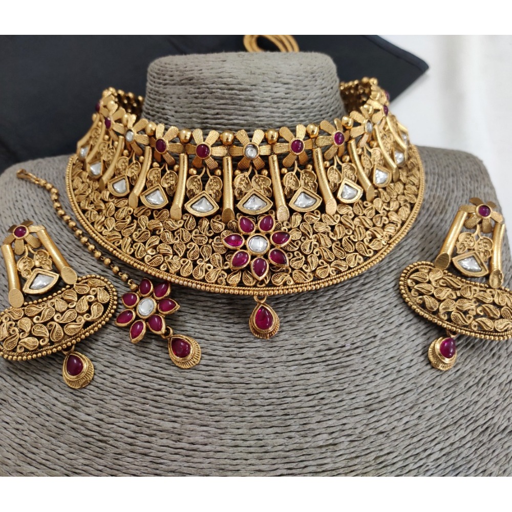 916 gold Hallmark Heavy Bridal Necklace Set