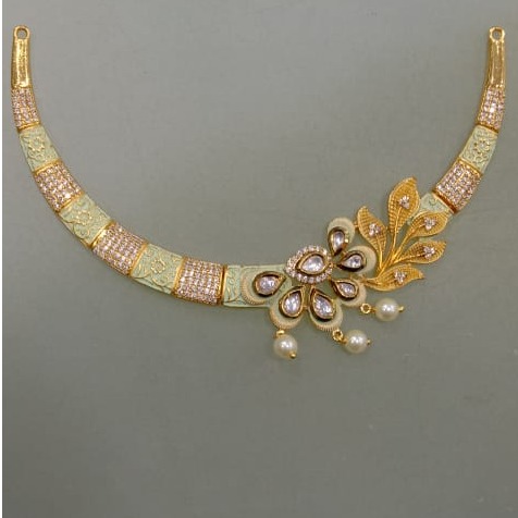 916 CZ Gold Antique Flower Design Hallmark Necklace