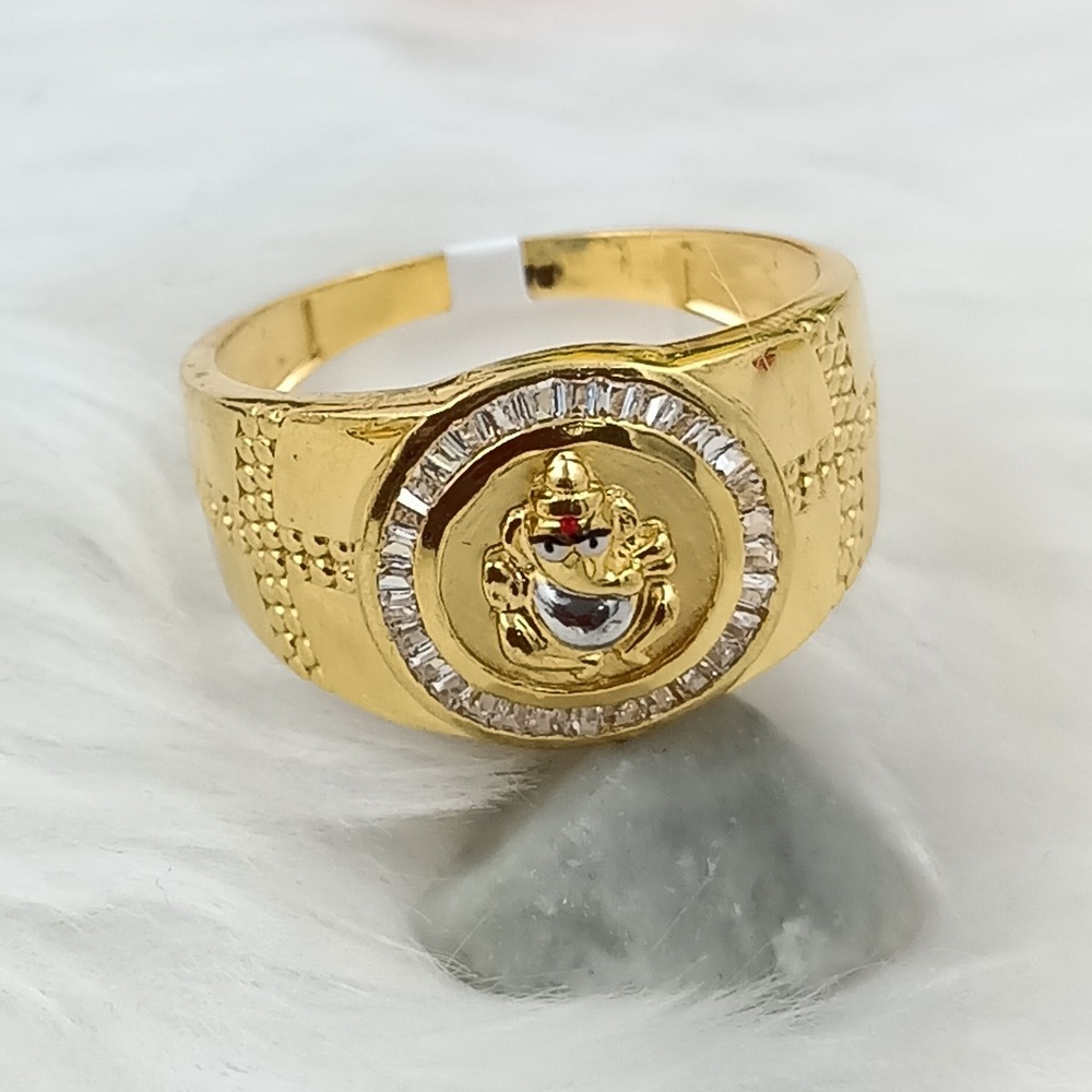 916 GOLD GANESHA CZ CASTING GENTS RING