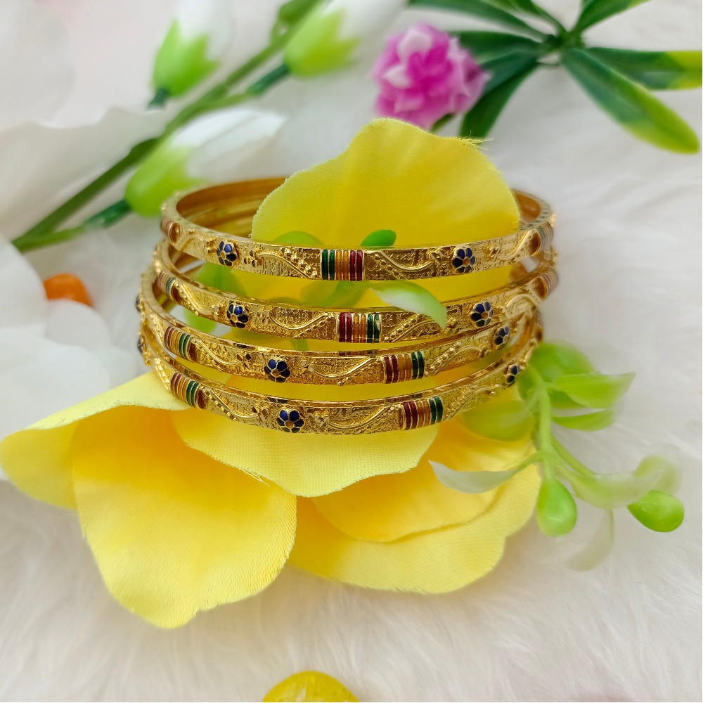 916 GOLD MEENA WORK 4 PCS BANGLES