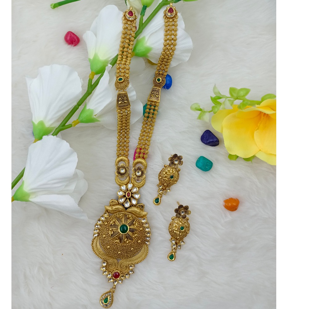 916 Gold Antique Kundan Long Set