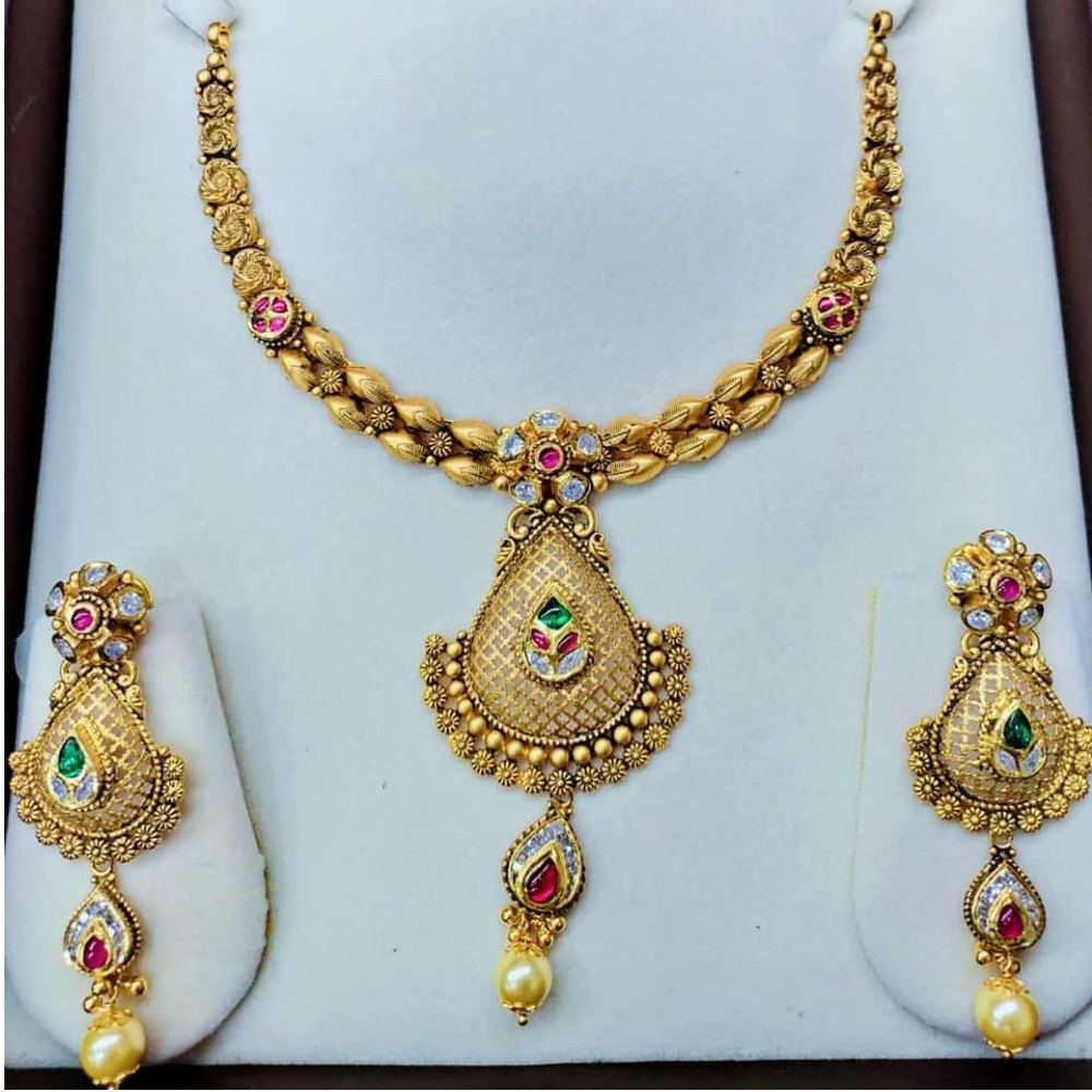 916 Gold Classic Necklace Set For Wedding MJ-N009
