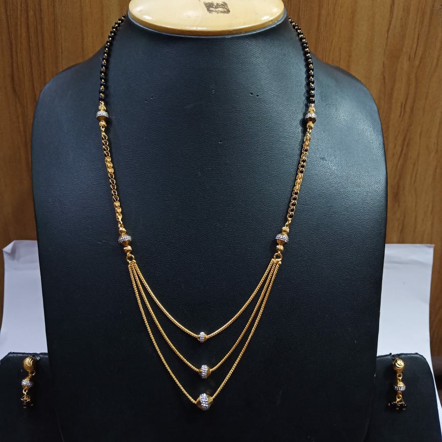 3 line rhodium mangalsutra