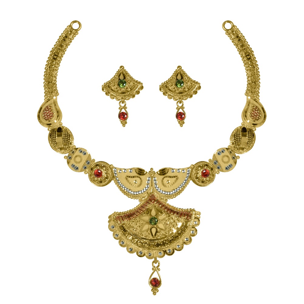 Designer pink stone necklace set ag-n003