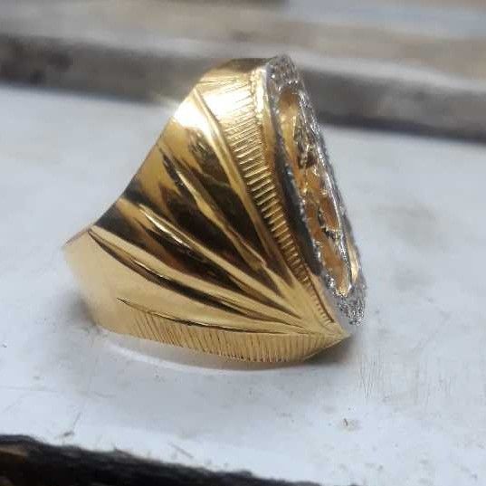 22K Gold Handmade Om Gents Ring - Image 2