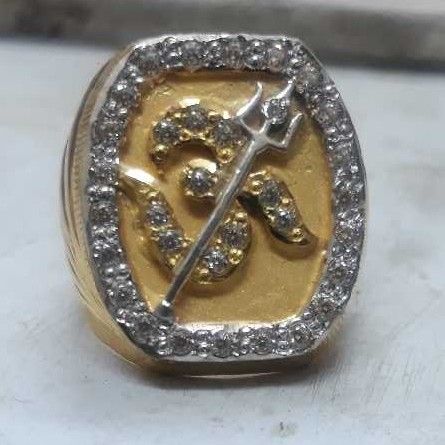 22K Gold Handmade Om Gents Ring