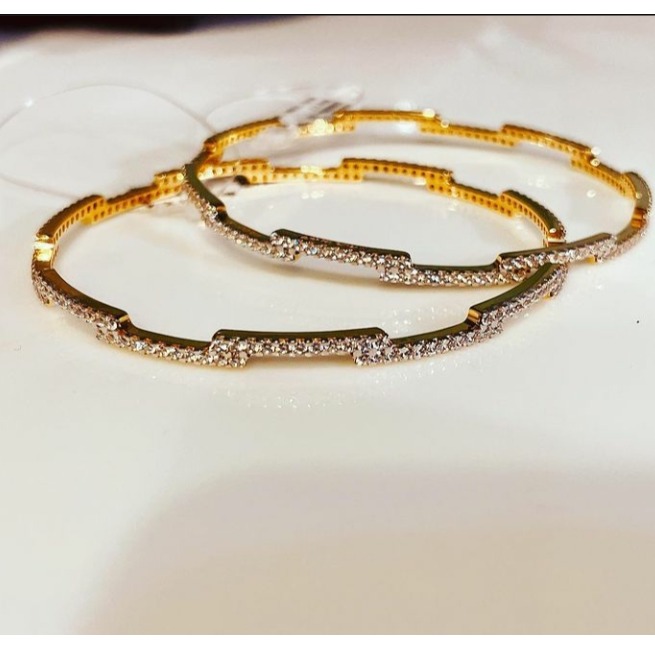 22 carat gold classic CZ ladies bangles rh-lb921