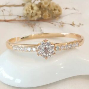 20k rose gold CZ floral Ladies bracelet rh-lb907