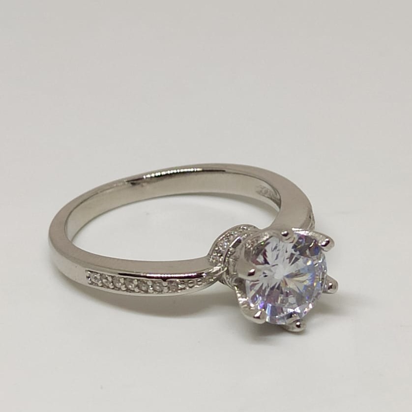92.5 silver ladies single stone rings RH-LR411