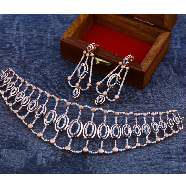 18 carat rose gold ladies necklace set RH-NS345