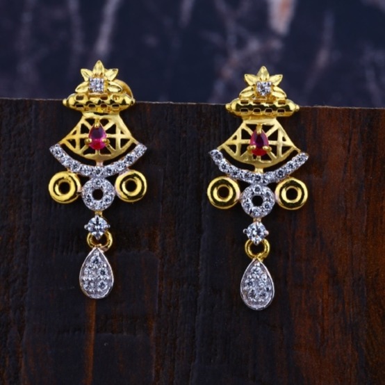 22 carat gold traditional ladies diamonds earrings rh-LE895