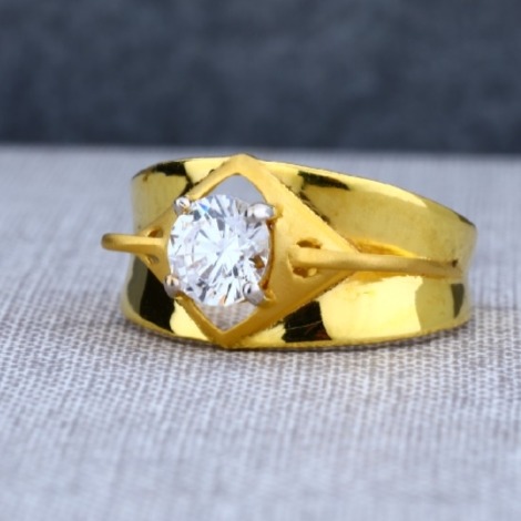 22 carat gold traditional single stone gents rings RH-GR423