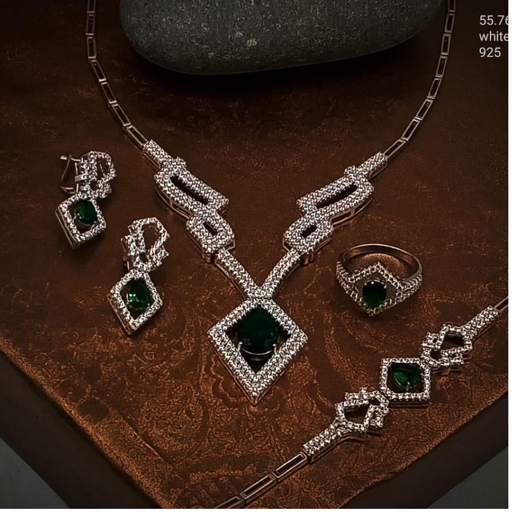 silver antique ladies necklace set rH-NS930
