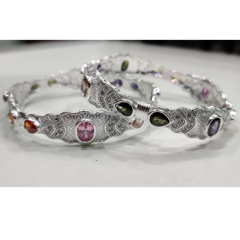 SILVER ladies fancy Meena bangles RH-MB649