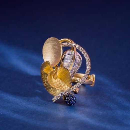 916 Gold Spra Dull Ladies Ring RH-SLR043