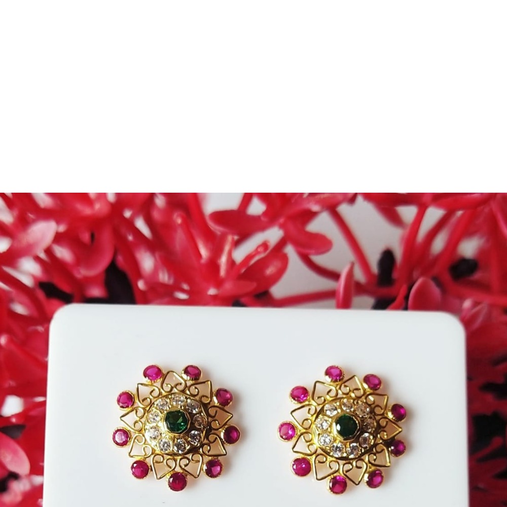 916 gold rani green Diamond butti