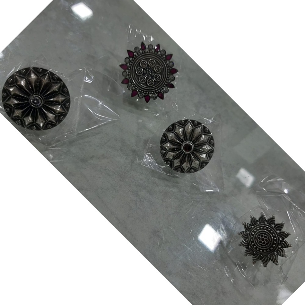 Silver antique black oxidised butti