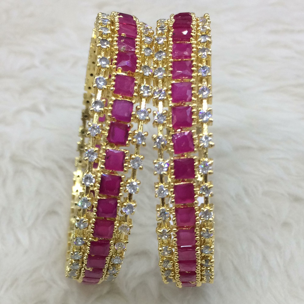 22KT Gold Pink Stone Fancy Kada RH-B004