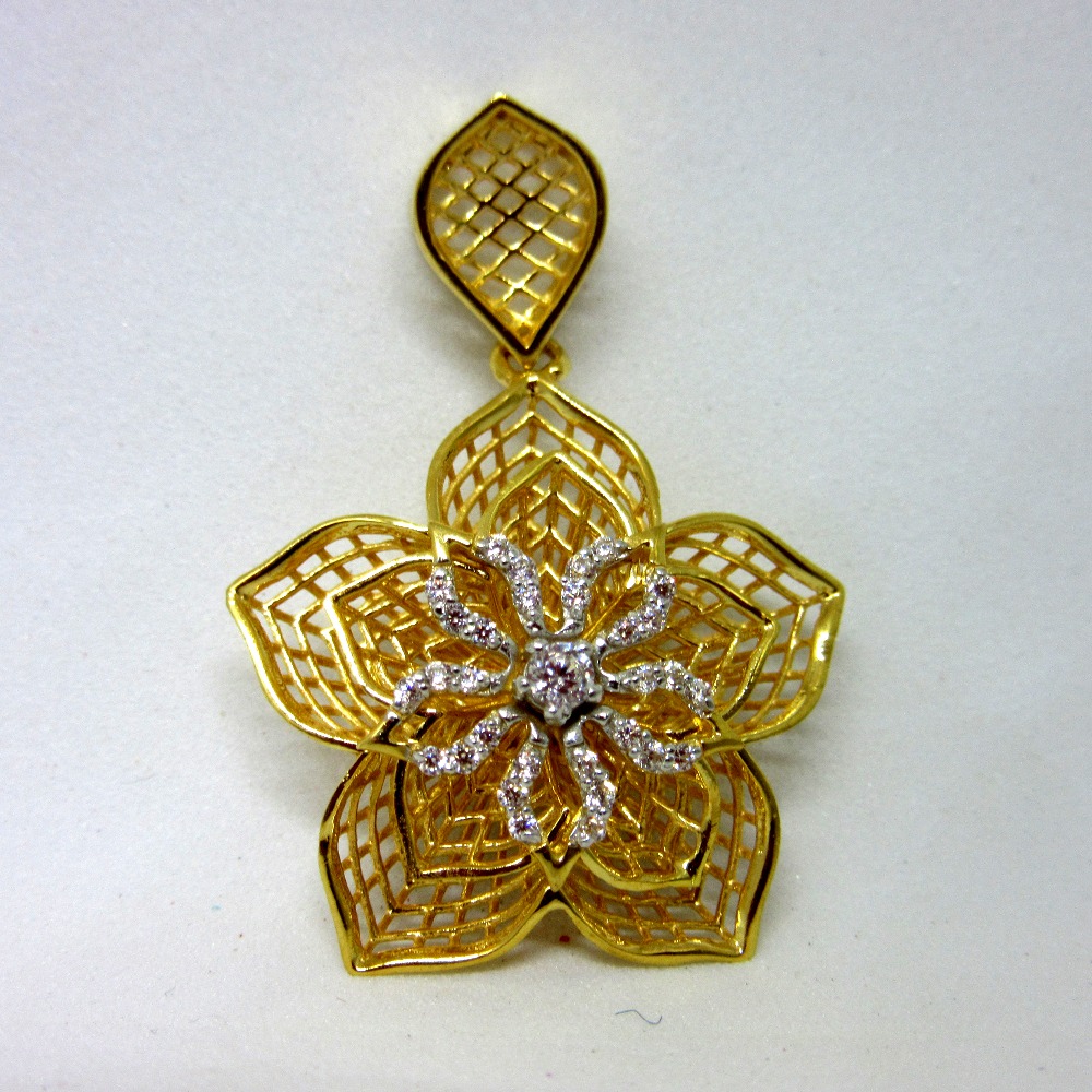 Gold unique designer 3d flower pendent
