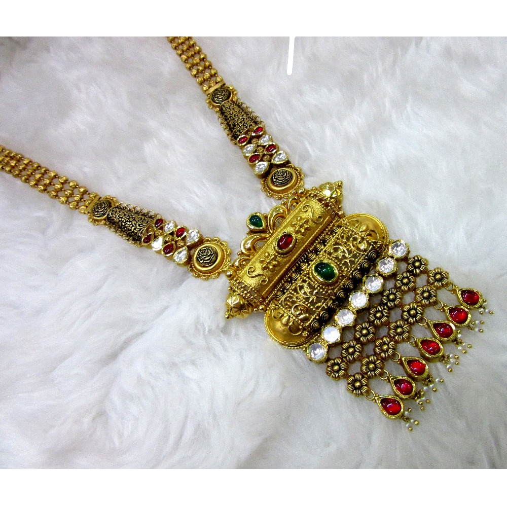 gold antique 22k designer unique bridal long necklace set