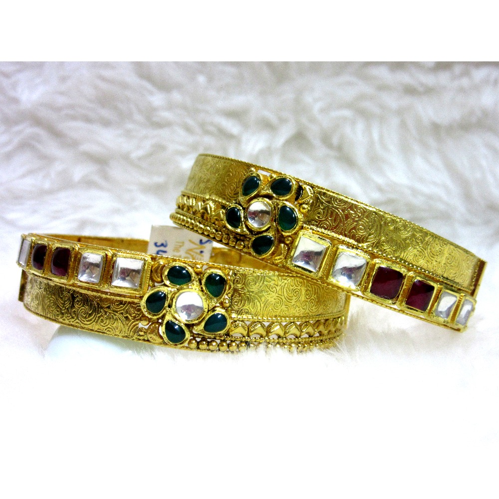 Gold 22k kundan jadtar bangles