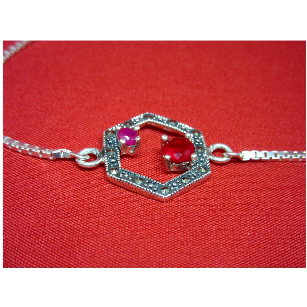 Silver 925 classic design red stone bracelet sb925-7