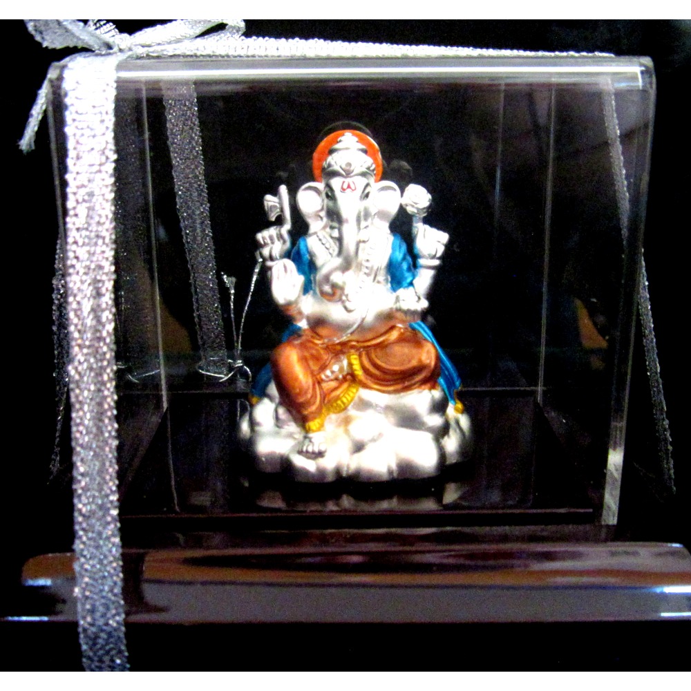 Silver 999 emerald shree ganesh statue (murti) mrt-4 - Image 2